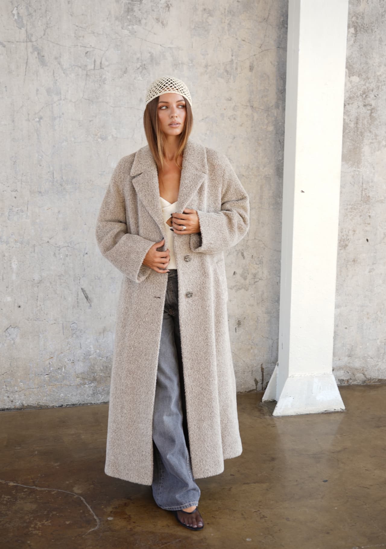 Płaszcz wełniany beige XS-M