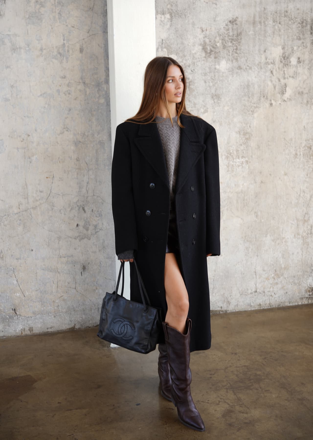 Dwurzędowy płaszcz wełniany M-XL