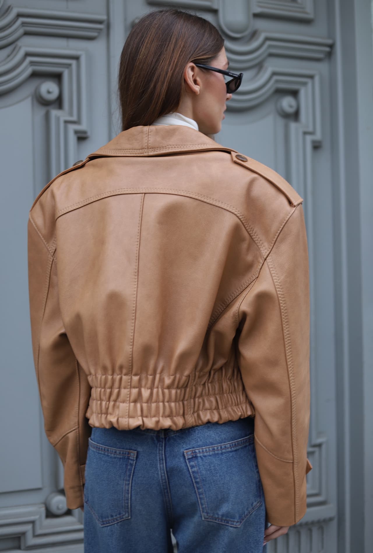 Kurtka skórzana camel S-M