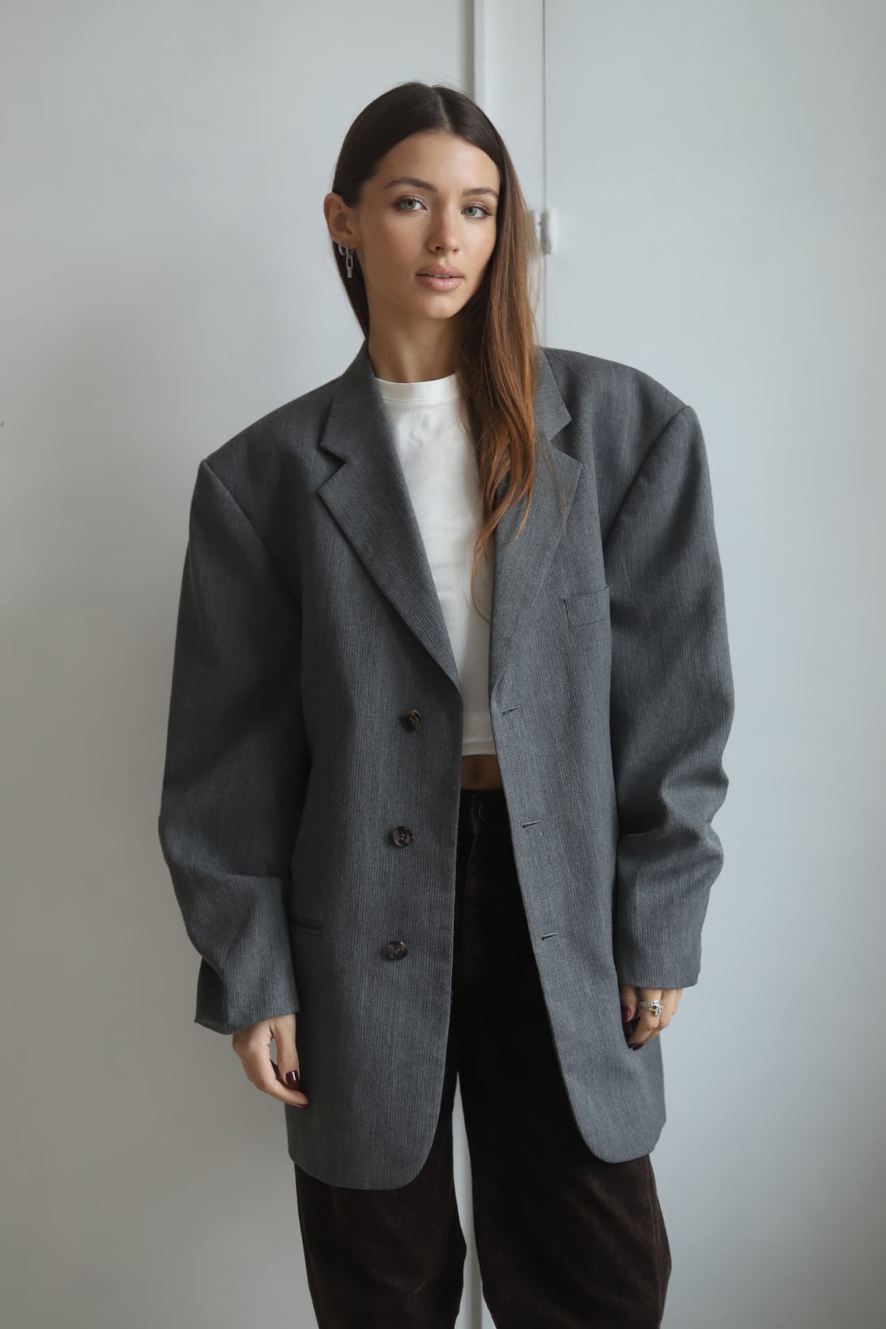 Marynarka wełniana taliowana XS-M