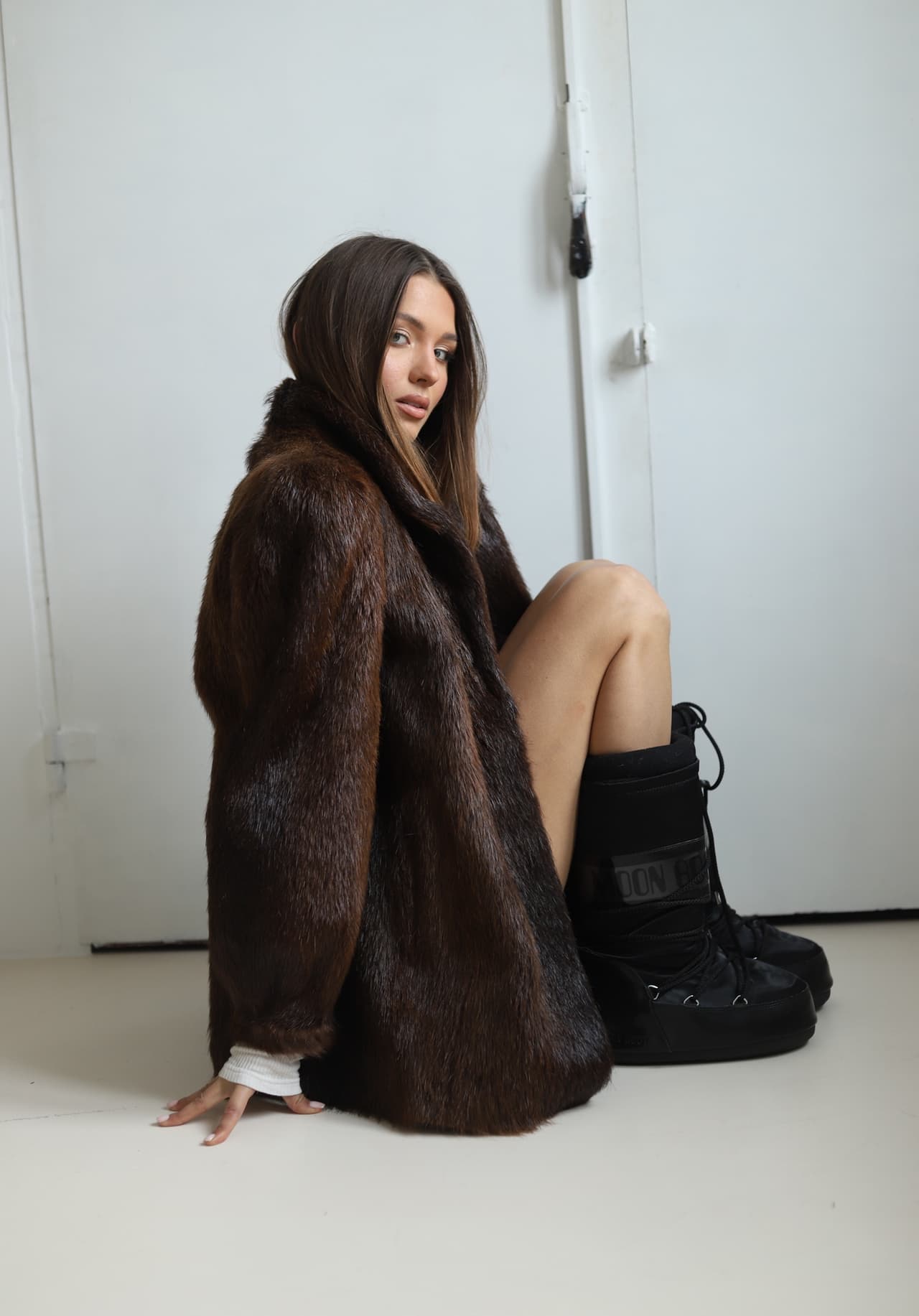 Futro naturalne brown XS-S